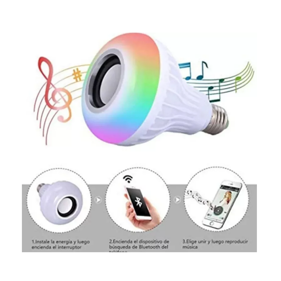 Foco Led Bocina Bluetooth 12W